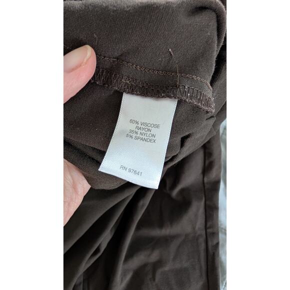 J. Jill Espresso Brown Ponte Slim Leg Pull On Pants in Large Tall - Picture 6 of 7